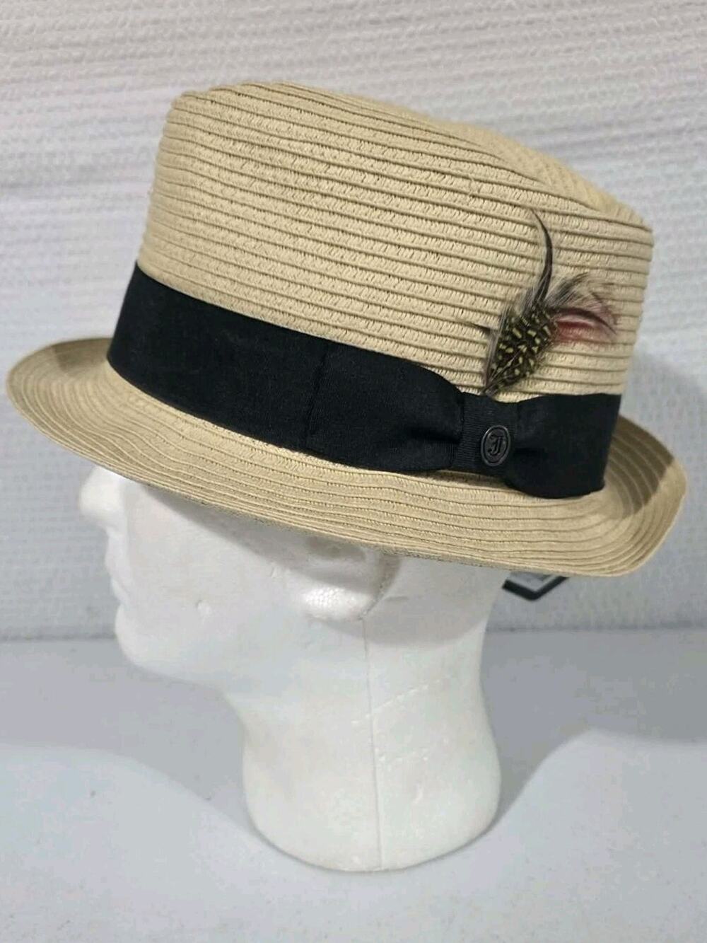 Classic JAXON Summer Blues Trilby Toyo Straw Hat Size Medium